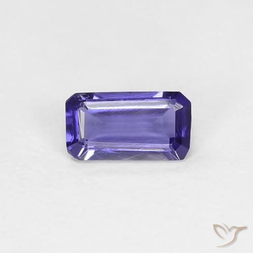 0.22克拉天然紫罗兰色堇青石，祖母绿式切割，5.1×2.8毫米，VVS-VS