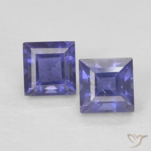 0.22ctw 天然 深蓝紫色 堇青石, 正方形, VS