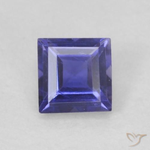 0.12ct 天然 深蓝紫色 堇青石, 正方形, VVS