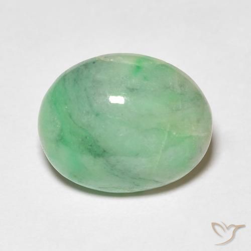 4.88ct 天然 中绿色 玉, 椭圆形, 不透明