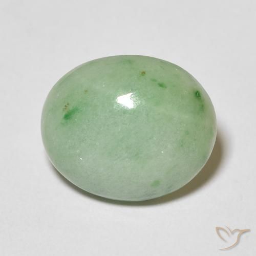 3.89ct 天然 浅绿色 玉, 椭圆形, 不透明