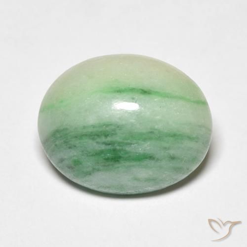 5.18ct 天然 Medium Light Green 玉, 椭圆形, 不透明