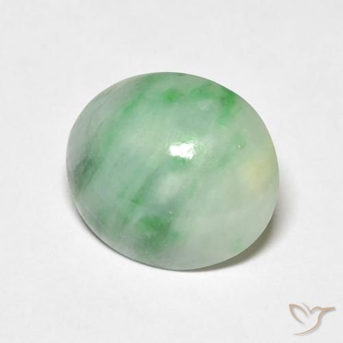 3.74ct 天然 白绿色 玉, 椭圆形, 不透明