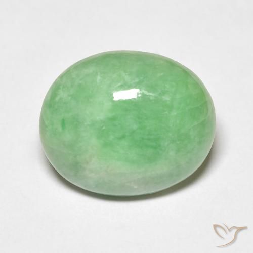 4.68ct 天然 黄绿色 玉, 椭圆形, 不透明