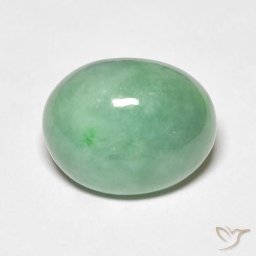 4.50ct 天然 淡苔绿色 玉, 椭圆形, 不透明