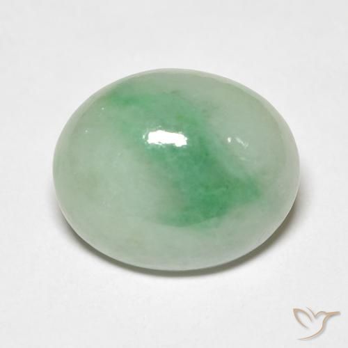 4.82ct 天然 淡苔绿色 玉, 椭圆形, 不透明