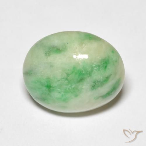 4.46ct 天然 黄绿色 玉, 椭圆形, 不透明
