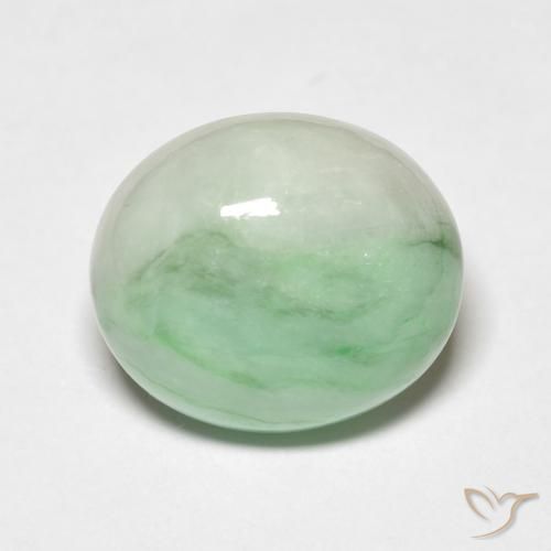 5.44ct 天然 淡黄绿色 玉, 椭圆形, 不透明