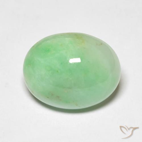 5.45ct 天然 浅鼠尾草绿色 玉, 椭圆形, 不透明