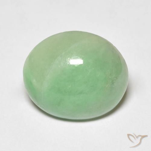 4.12ct 天然 浅鼠尾草绿色 玉, 椭圆形, 透明