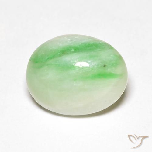 4.60ct 天然 浅黄绿色 玉, 椭圆形, 不透明