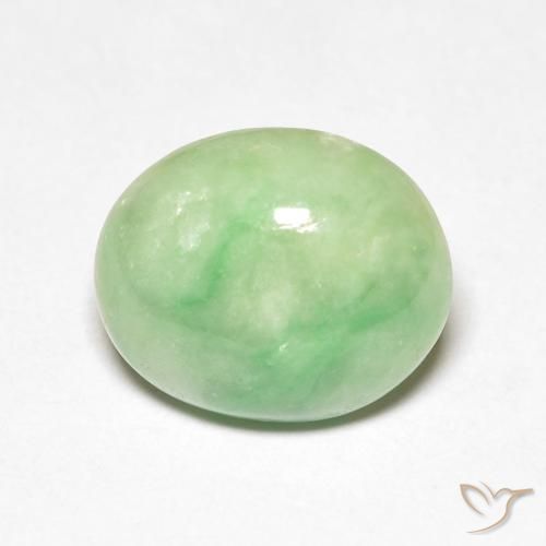 4.61ct 天然 浅梨绿色 玉, 椭圆形, 不透明