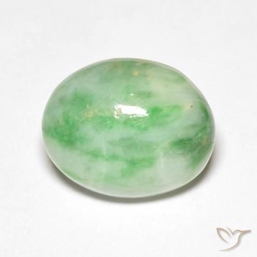 5.85ct 天然 白绿色 玉, 椭圆形, 不透明