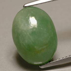 6.22克拉天然绿色硬玉，椭圆形切割，13.8×10毫米，半透明