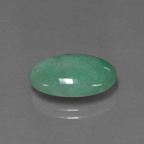 5.96克拉天然绿色硬玉，椭圆形切割，15.6×10毫米，不透明
