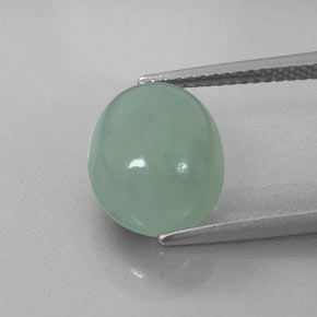5.35克拉天然绿色硬玉，椭圆形切割，11.8×9.7毫米，半透明