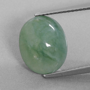 6.25克拉天然绿色硬玉，椭圆形切割，13×10.4毫米，半透明