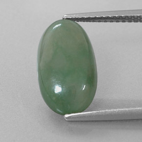 4.81克拉天然绿色硬玉，椭圆形切割，14.6×8.2毫米，半透明