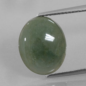 5.01克拉天然绿色硬玉，椭圆形切割，13.6×11.2毫米，半透明
