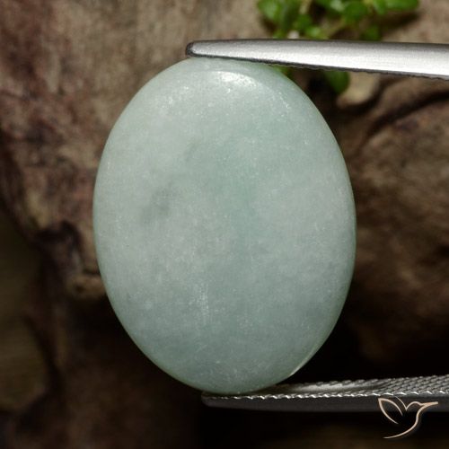 16.50ct 天然 苔藓灰绿色 翡翠, 椭圆形, 半透明