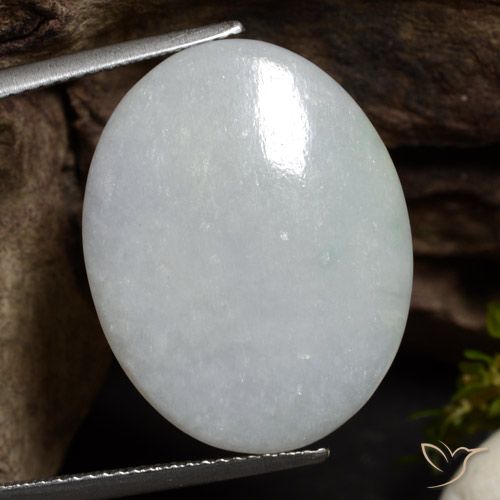 14.63ct 天然 中灰色 翡翠, 椭圆形, 半透明