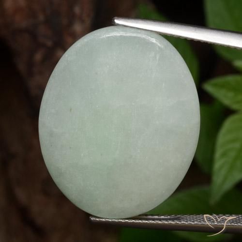 24.97ct 天然 浅绿色 翡翠, 椭圆形, 半透明
