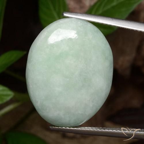 27.82ct 天然 浅绿色 翡翠, 椭圆形, 不透明