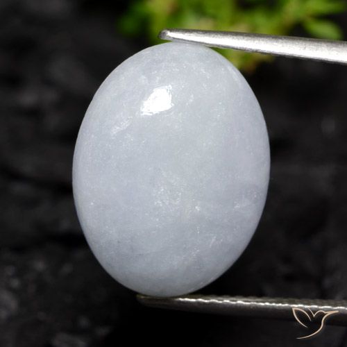 9.58ct 天然 浅蓝灰色 翡翠, 椭圆形, 半透明