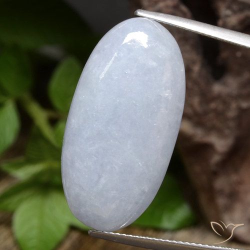 22.96ct 天然 浅蓝灰色 翡翠, 椭圆形, 不透明