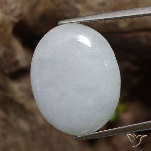 12.74ct 天然 浅灰色 翡翠, 椭圆形, 半透明