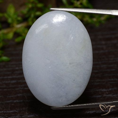 36.65ct 天然 浅蓝灰色 翡翠, 椭圆形, 不透明