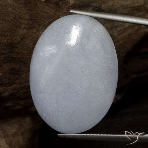 37.61ct 天然 浅蓝灰色 翡翠, 椭圆形, 不透明