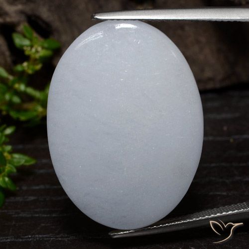 36.82ct 天然 浅蓝灰色 翡翠, 椭圆形, 不透明