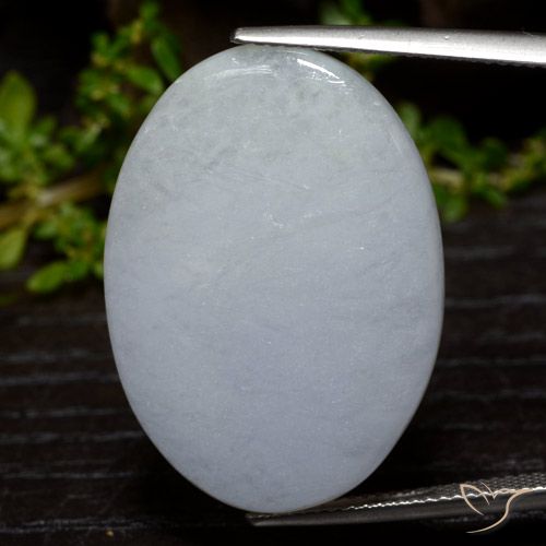 33.11ct 天然 浅灰色 翡翠, 椭圆形, 不透明