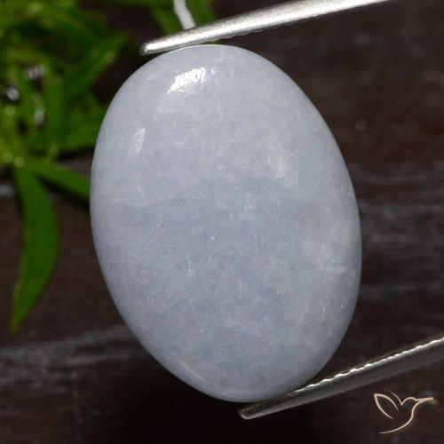 16.23ct 天然 浅蓝灰色 翡翠, 椭圆形, 半透明