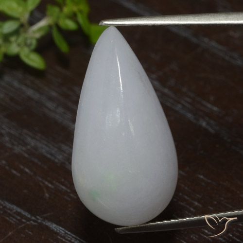 18.10ct 天然 灰白色 翡翠, 梨形, 半透明