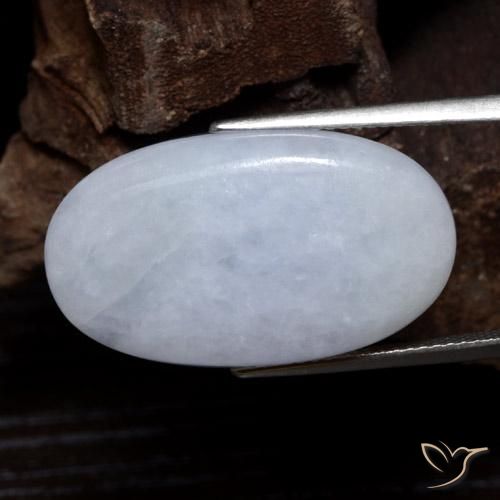 19.54ct 天然 浅蓝灰色 翡翠, 椭圆形, 不透明