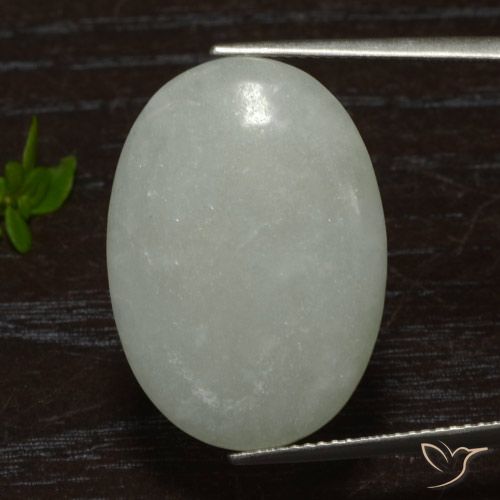 18.95ct 天然 灰绿色 翡翠, 椭圆形, 半透明