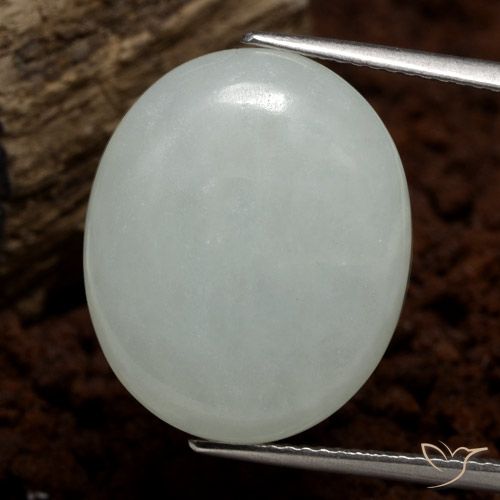 14.79ct 天然 灰绿色 翡翠, 椭圆形, 半透明