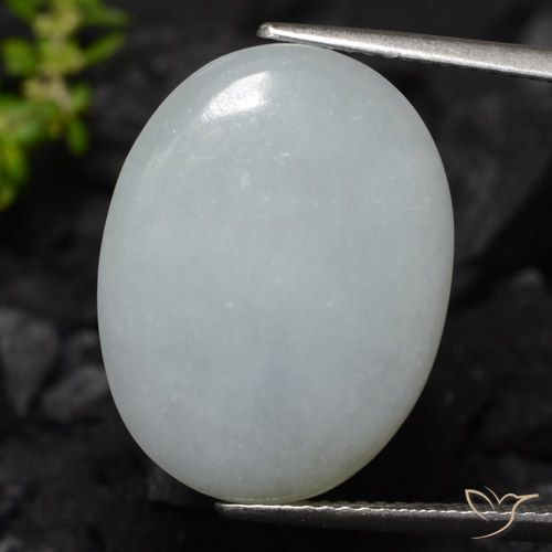 12.63ct 天然 浅灰色 翡翠, 椭圆形, 半透明
