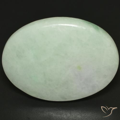 35.14克拉天然绿色硬玉，椭圆形切割，28.5×22.1毫米，半透明