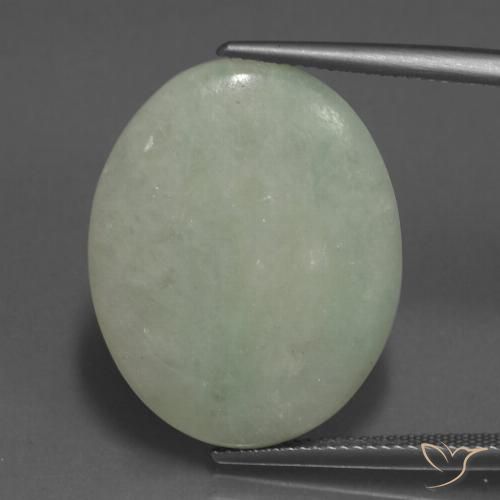 23.40ct 天然 灰绿色 翡翠, 椭圆形, 半透明