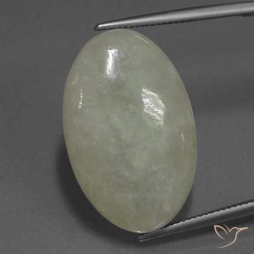 31.57ct 天然 暖浅绿色 翡翠, 椭圆形, 半透明