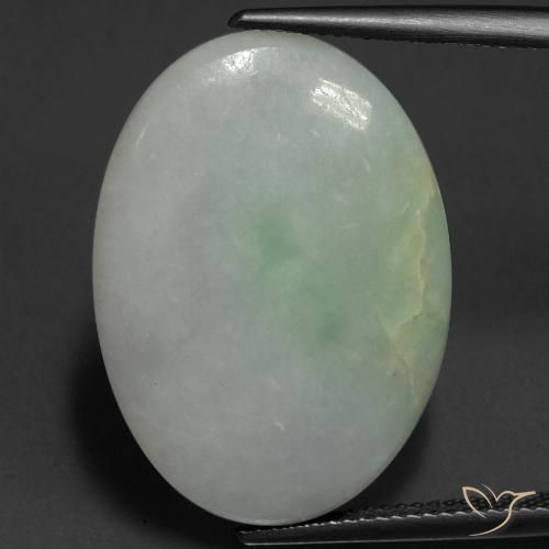 22.43ct 天然 灰绿色 翡翠, 椭圆形, 半透明