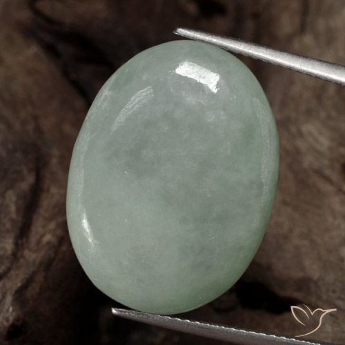 25.64ct 天然 灰绿色 翡翠, 椭圆形, 半透明