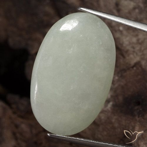 19.29ct 天然 灰黄绿色 翡翠, 椭圆形, 半透明