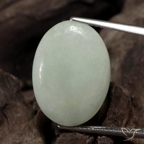 11.60ct 天然 灰绿色 翡翠, 椭圆形, 半透明