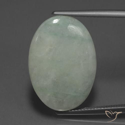 20.92ct 天然 灰绿色 翡翠, 椭圆形, 半透明