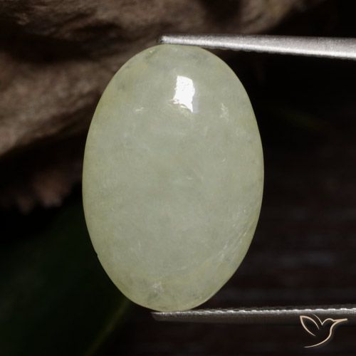 10.01ct 天然 灰黄绿色 翡翠, 椭圆形, 半透明