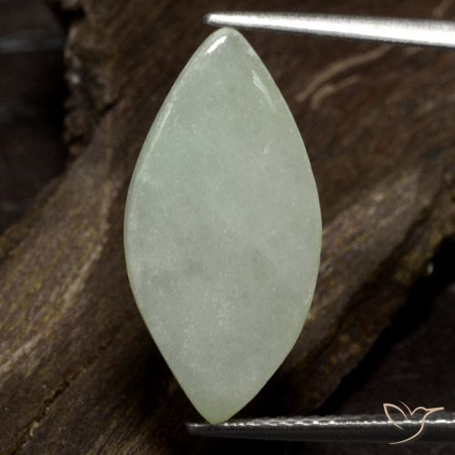 6.29ct 天然 灰绿色 翡翠, 榄尖形, 半透明